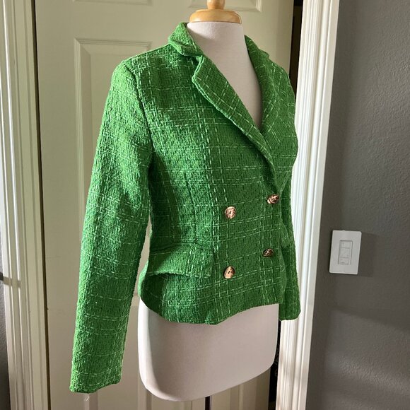 SHEIN Green Tweed Blazer Size Small - Picture 5 of 6